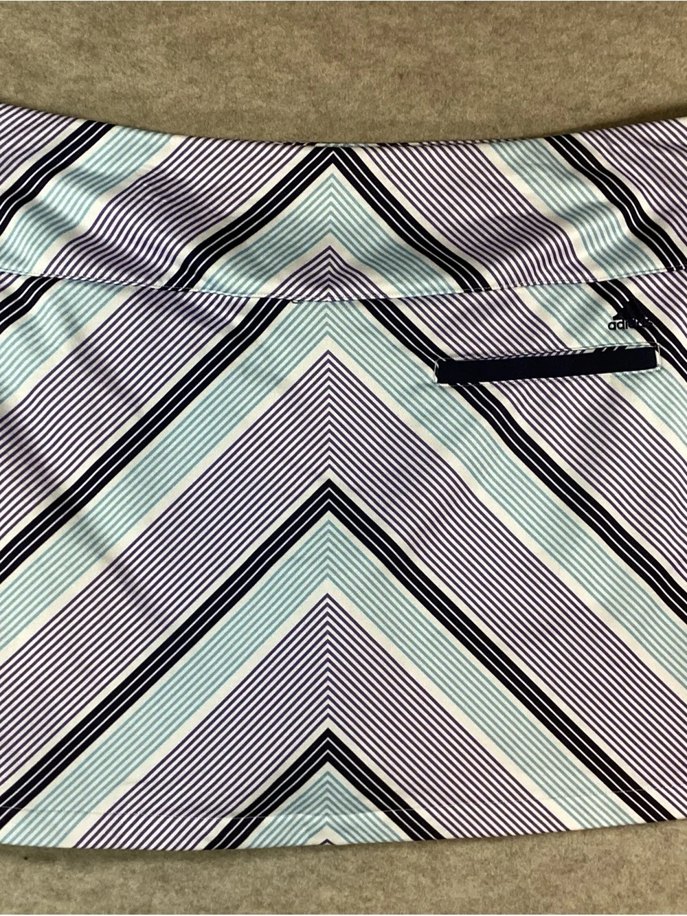 adidas Chevron Stripe Skort in Light Blue and Navy Climalite